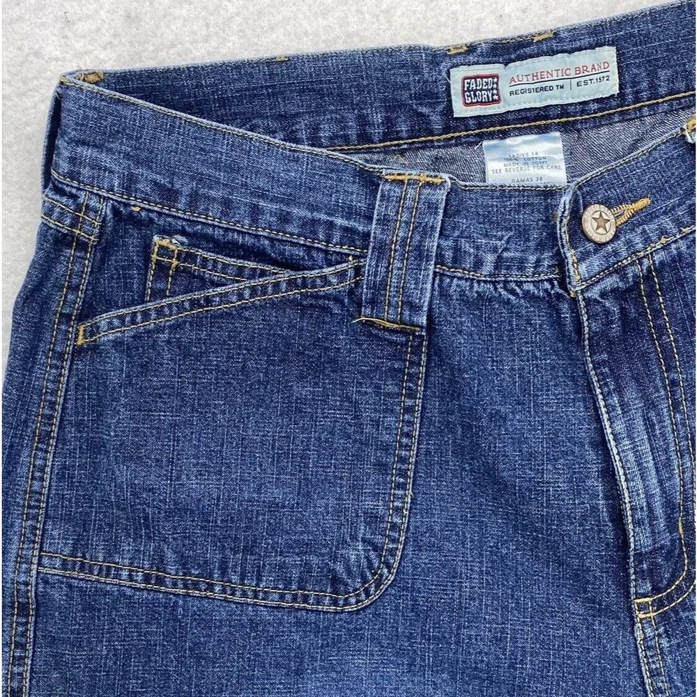 Faded Glory Jeans Womens Size 14 Denim Hi Rise Straight Fit Blue Pants